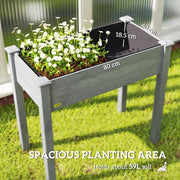 Wooden Raised Garden Planter Box With Bed Liner Ideal For Vegetables And Herbs Dark Grey AOSOM
