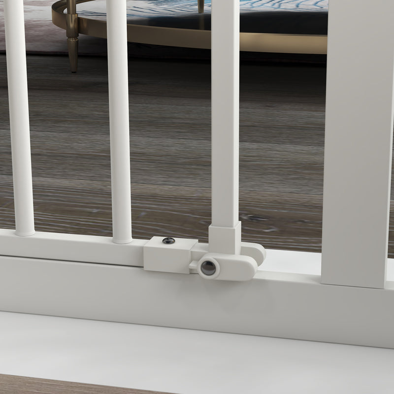 Adjustable Extra Wide Metal Dog Safety Gate for Doorways and Stairs, White