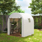White 180 x 180cm Walk-In Polytunnel Greenhouse for Plants and Vegetables by Outsunny