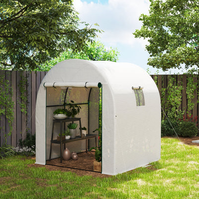 White 180 x 180cm Walk-In Polytunnel Greenhouse for Plants and Vegetables by Outsunny