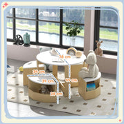 5 Piece Kids Table and Chairs Set with Storage Ideal for Ages 3 to 8 Years White AOSOM