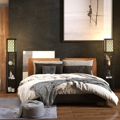 HOMCOM Three-Shelf Standing Lamps Set of 2 - Black AOSOM