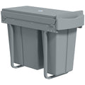 Pull Out Kitchen Bin with Dual Compartments for Hidden Waste and Recycling Grey Homcom