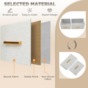 Cream White Boucle Chest of Drawers 8 Drawer Fabric Dresser With USB Charging by HOMCOM