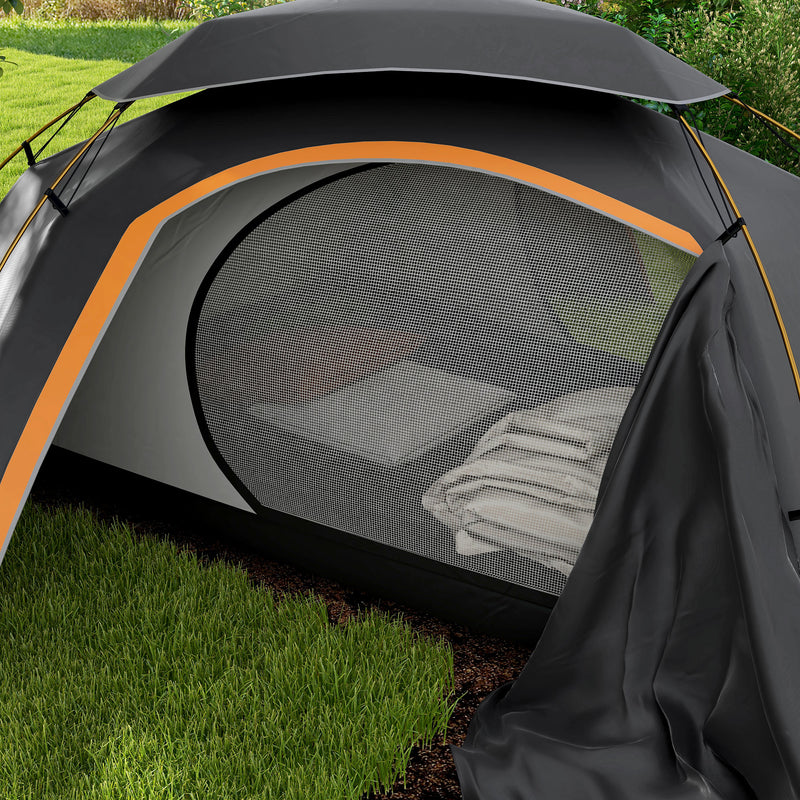 Outsunny Aluminium Frame Camping Tent Dome Tent with Removable Rainfly, 2000mm Waterproof, for 1-2 Man, Grey