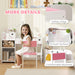 White Rabbit Themed Kids Desk and Chair Set with Storage for Ages 3-6 by AIYAPLAY