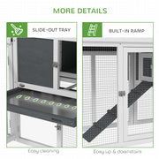 Large Wooden Chicken Coop with Run and Nesting Box Grey by PawHut