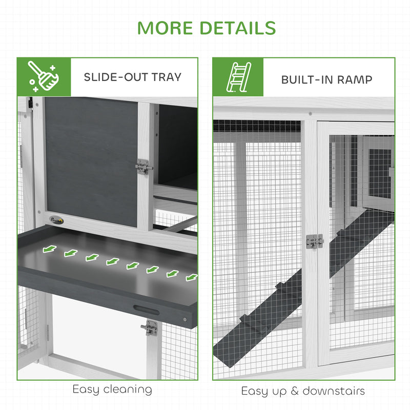 Large Wooden Chicken Coop with Run and Nesting Box Grey by PawHut