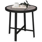 Round Small Garden Table 50.5cm Outdoor Side Table with SPC Top and Metal Frame Grey by Outsunny
