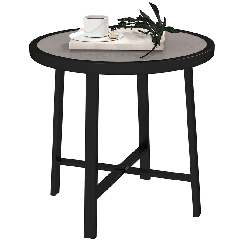 Round Small Garden Table 50.5cm Outdoor Side Table with SPC Top and Metal Frame Grey by Outsunny
