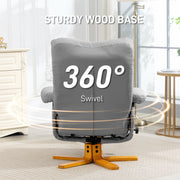 Recliner Swivel Chair with Footstool and Storage for Living Room Comfort, Light Grey