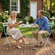 Foldable Garden Bistro Set for 2 with Acacia Wood Table and Chairs for Small Spaces Green White AOSOM