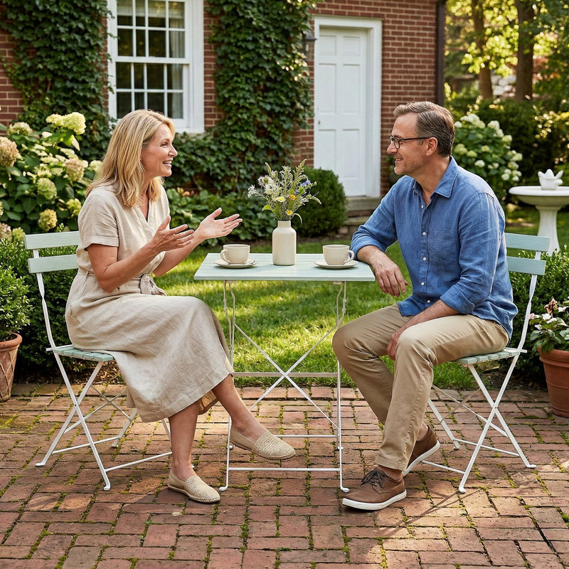 Foldable Garden Bistro Set for 2 with Acacia Wood Table and Chairs for Small Spaces Green White AOSOM