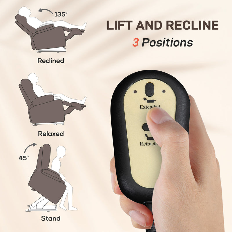 Electric Rise and Recline Armchair with Built In Reading Light for Comfort and Support, Brown