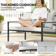 5 Piece Garden Sofa Set With Cushioned Chairs and Coffee Tables for Patio Light Grey