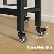 Folding Dining Table with Storage Shelf and Wheels for Small Spaces White Marble Homcom