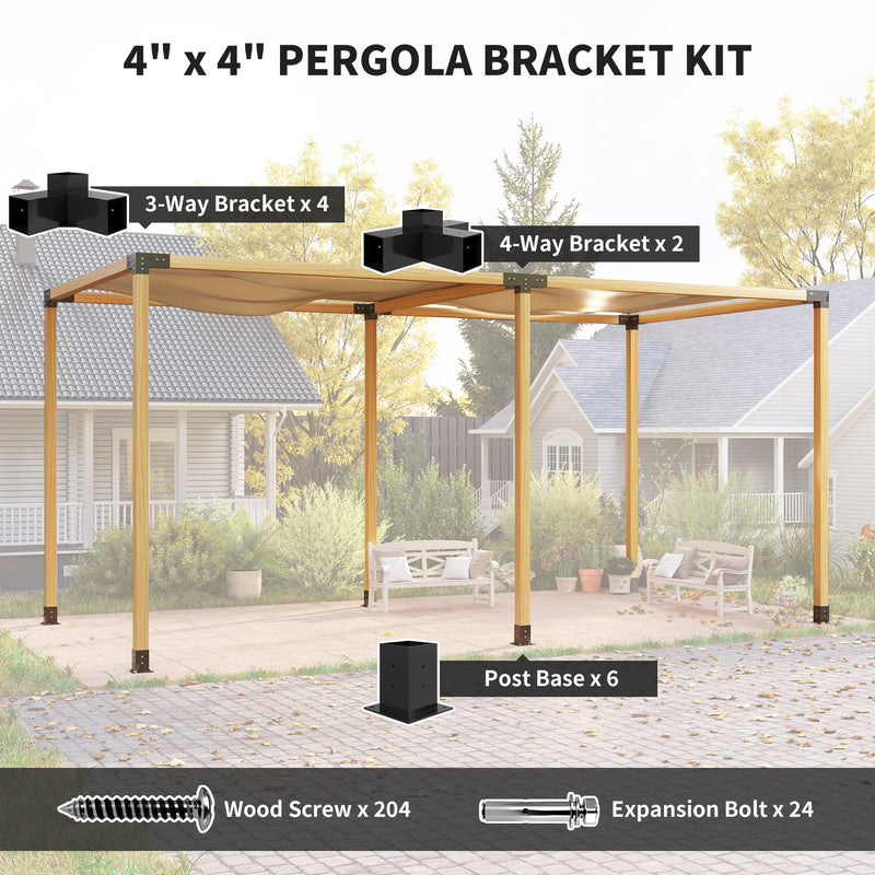 Pergola and Gazebo Bracket Kit for Easy DIY Garden Structures Metal Black AOSOM