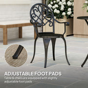 Three Piece Black Aluminium Garden Bistro Set Weather Resistant by Outsunny