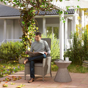 Grey Rattan Garden Recliner Chair With Adjustable Backrest and Cushion by Outsunny