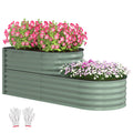 Light Green Two Tier Galvanised Steel Garden Planter for Outdoor Plants by Outsunny