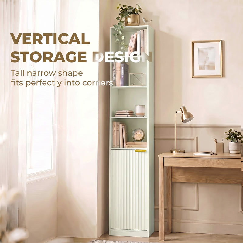 Corner Bookcase with Shelves and Hidden Cabinet for Small Room Storage