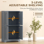 Pantry Storage Cabinet with Adjustable Shelves for Kitchen or Bathroom Organisation Grey AOSOM