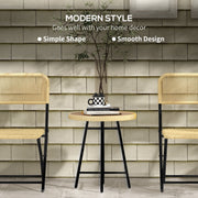 Natural Rattan Outdoor Side Table With Wood Finish Ideal For Garden Or Patio Use