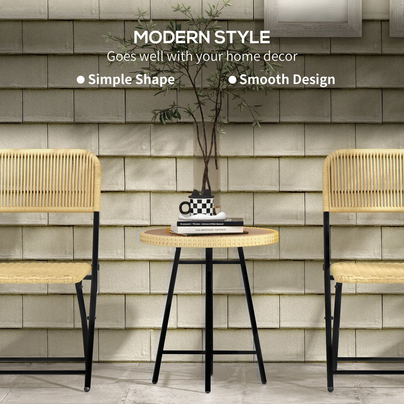 Natural Rattan Outdoor Side Table With Wood Finish Ideal For Garden Or Patio Use