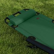 2 Pack Folding Sun Loungers with Adjustable Recline and Pillow for Garden or Camping Green AOSOM