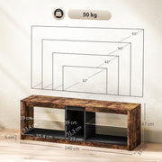 LED TV Stand Cabinet With Remote Control And Storage For TVs Up To 65 Inches Rustic Brown