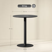 Round Dining Table With Steel Base For Kitchen Or Living Room Use 60cm Black AOSOM