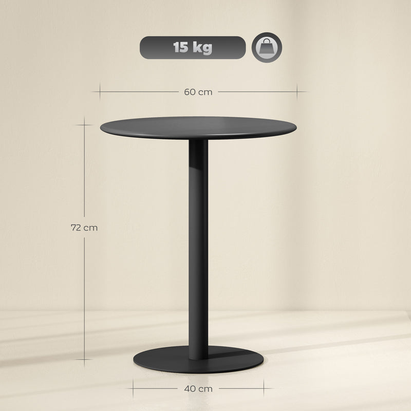 Round Dining Table With Steel Base For Kitchen Or Living Room Use 60cm Black AOSOM