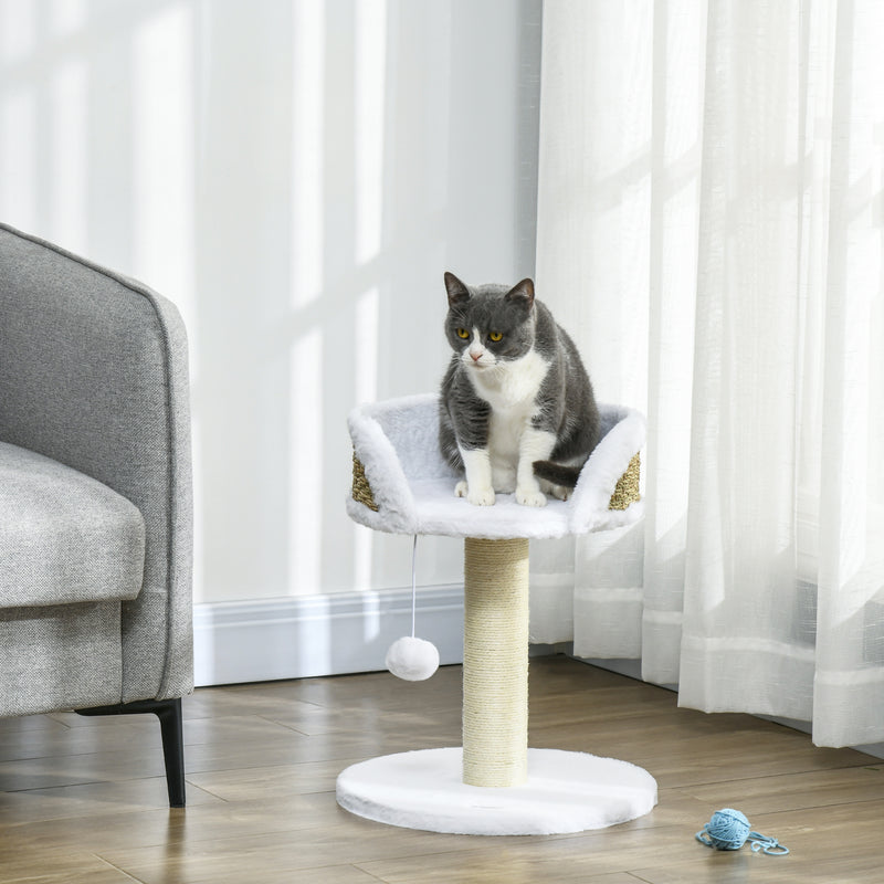 Tall Cat Tree Tower with Platforms and Scratching Posts for Indoor Cats, White