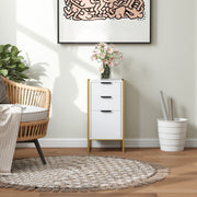 White Industrial 3 Drawer Chest of Drawers with Metal Frame for Bedroom and Living Room by HOMCOM