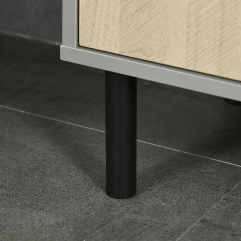 Bathroom Cabinet Furniture Set with Tall Storage and Adjustable Shelves Under Sink Grey AOSOM
