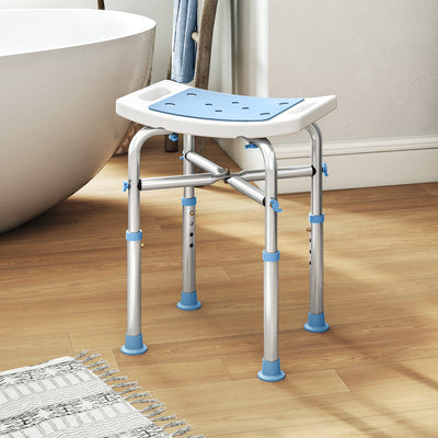 Height Adjustable Aluminium Shower Stool for Bath Safety and Comfort, Light Blue Homcom