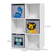 Kids Storage Unit With 3 Fabric Drawers Ideal for Toys and Books White AOSOM