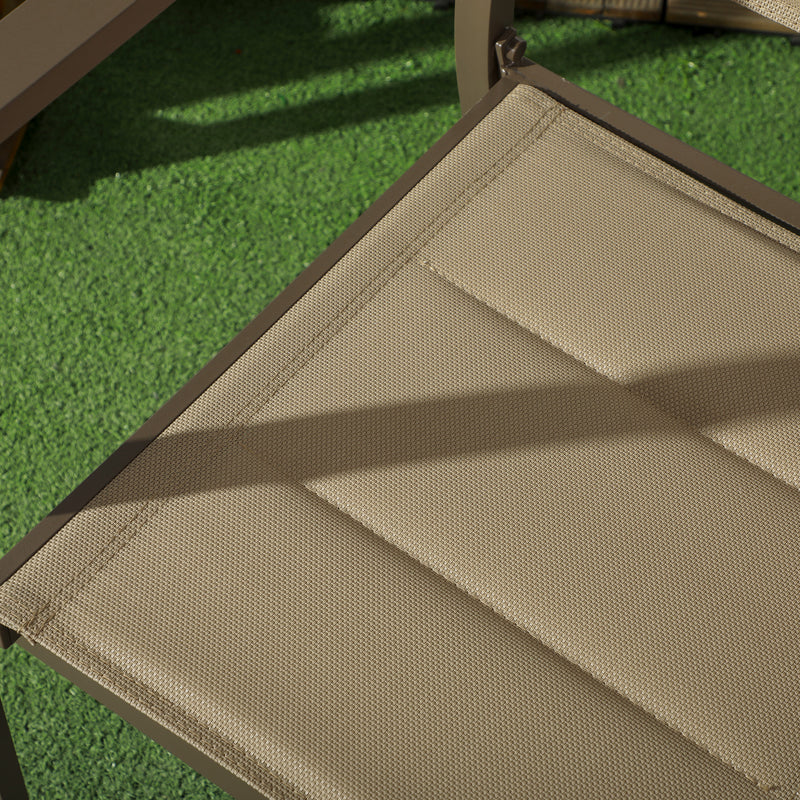 Set of 2 Khaki Aluminium Stacking Garden Chairs Lightweight and Space Saving Design