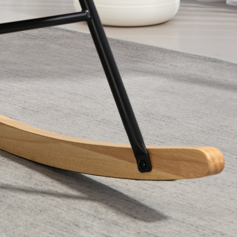 Pink Velvet Feel Rocking Armchair with Padded Seat and Wooden Base by HOMCOM