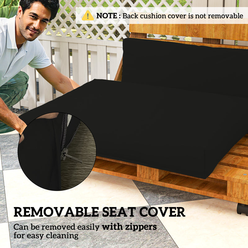 Black 2 Seater Pallet Furniture Cushions 20 cm Thick UPF20+ Fabric by Outsunny