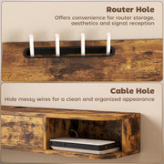 Wall Mounted TV Unit 120 cm for TVs up to 50 Inch with Storage Shelf Rustic Brown