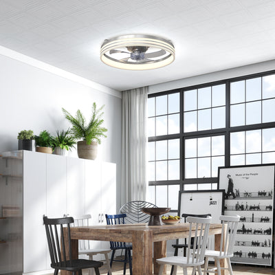 Smart Ceiling Fan With Adjustable Light and App Control for Year Round Home Comfort Silver Tone AOSOM