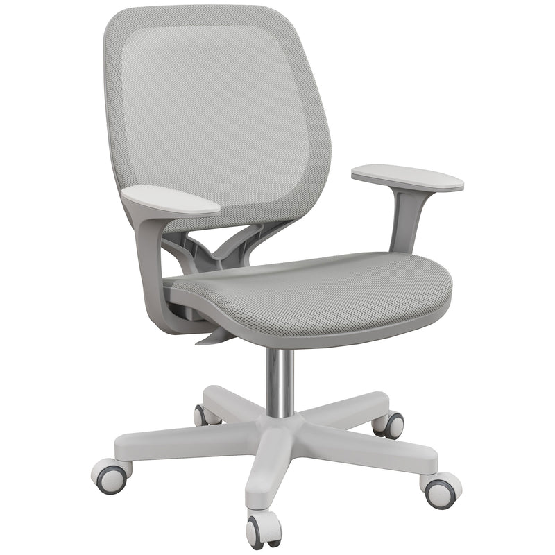 Grey Mesh Office Chair With Adjustable Height and 360 Swivel Wheels for Home or Study Use