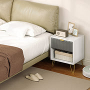 Modern Bedside Table With Drawer And Shelf Storage For Bedroom Organisation White AOSOM
