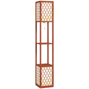 Brown Duo Light Floor Lamp with Storage Shelves Ideal for Living Rooms by HOMCOM