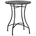 60cm Mosaic Outdoor Round Patio Table Stylish and Weatherproof in Black by Outsunny