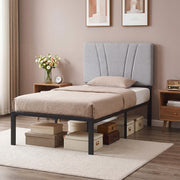 Single Bed Frame with Padded Headboard and 26 cm Underbed Storage Space Black Homcom
