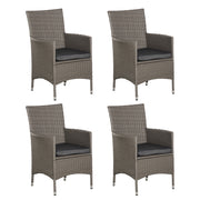 Grey Rattan Garden Armchairs Set of 4 With Cushions Ideal for Outdoor Relaxing
