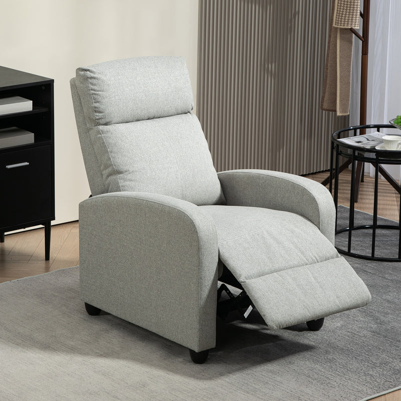 Grey Push Back Recliner Armchair with Footrest 135Â° Adjustable by HOMCOM