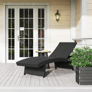 Black Rattan Folding Sun Lounger With Adjustable Backrest and Wheels by Outsunny